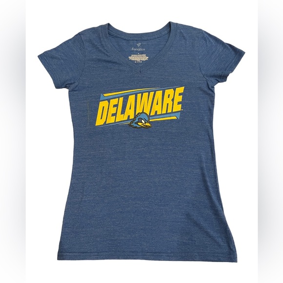 University of Delaware Fanatics YoUDee Blue Hens Woman's V-Neck T-Shirt, Size S - Picture 2 of 4